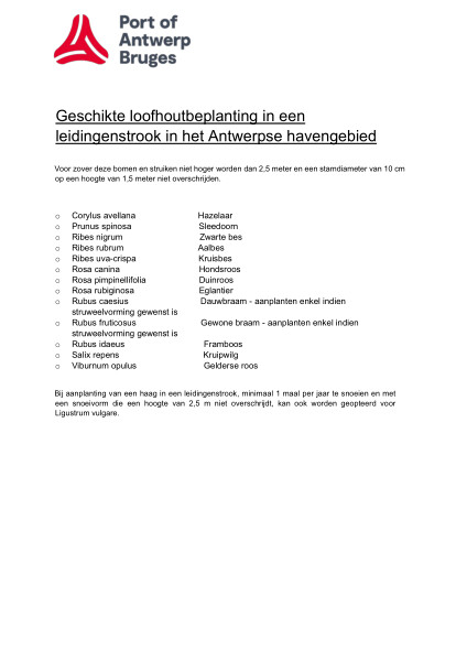 Annex to the survey bundle of permitted plants and shrubs. (Dutch only)