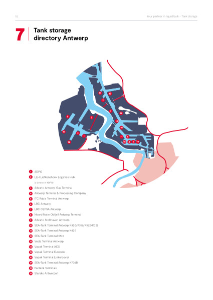In this directory you will find all tank storage operators in the ports of Antwerp and Zeebrugge.