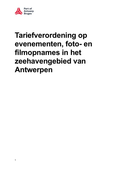 Applicable in the sea port area of Antwerp. (Only in Dutch)